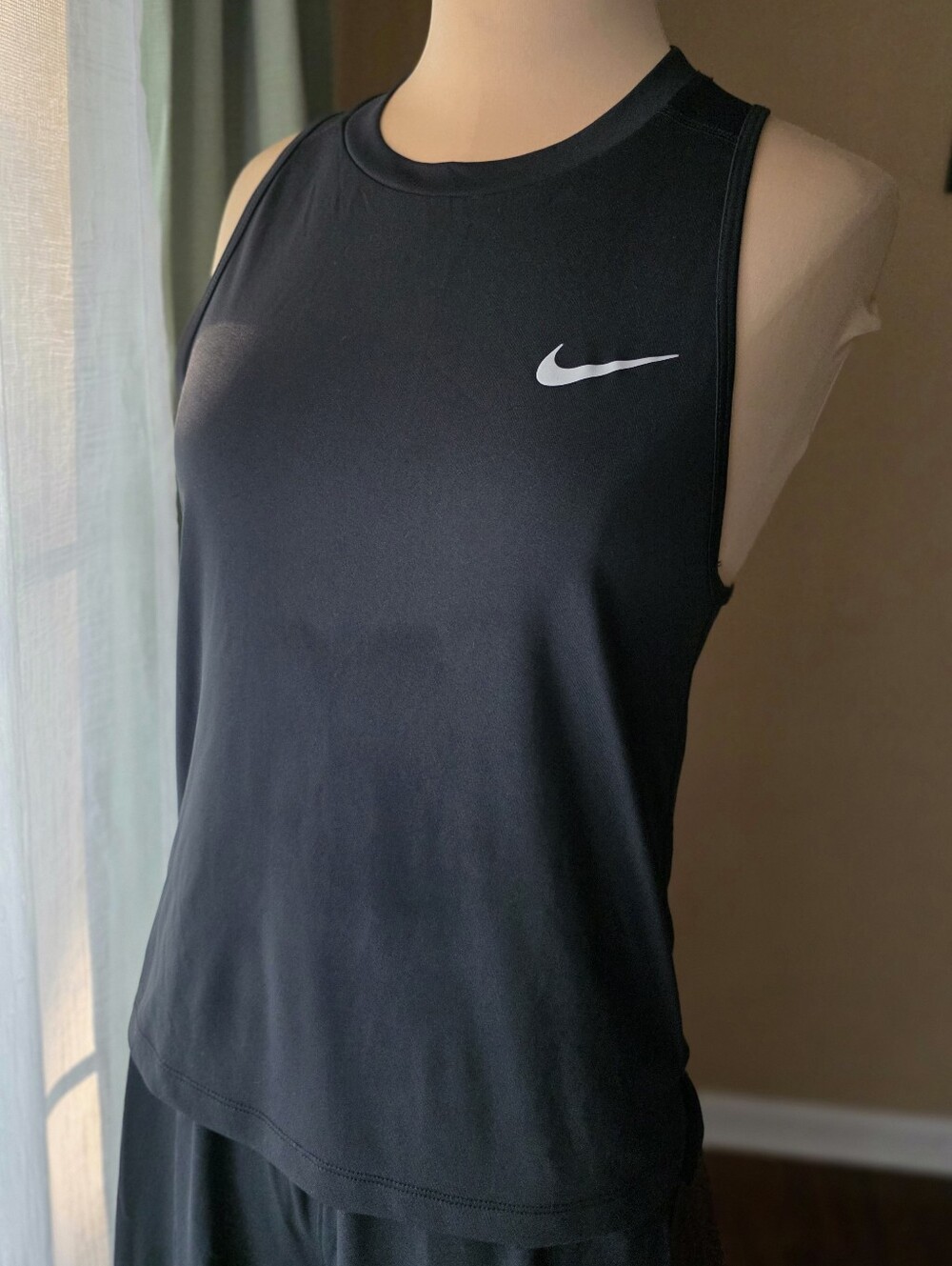 Nike Black Dri-FIT Mesh Racerback Running Tank Top Shirt Size Small Gym Workout